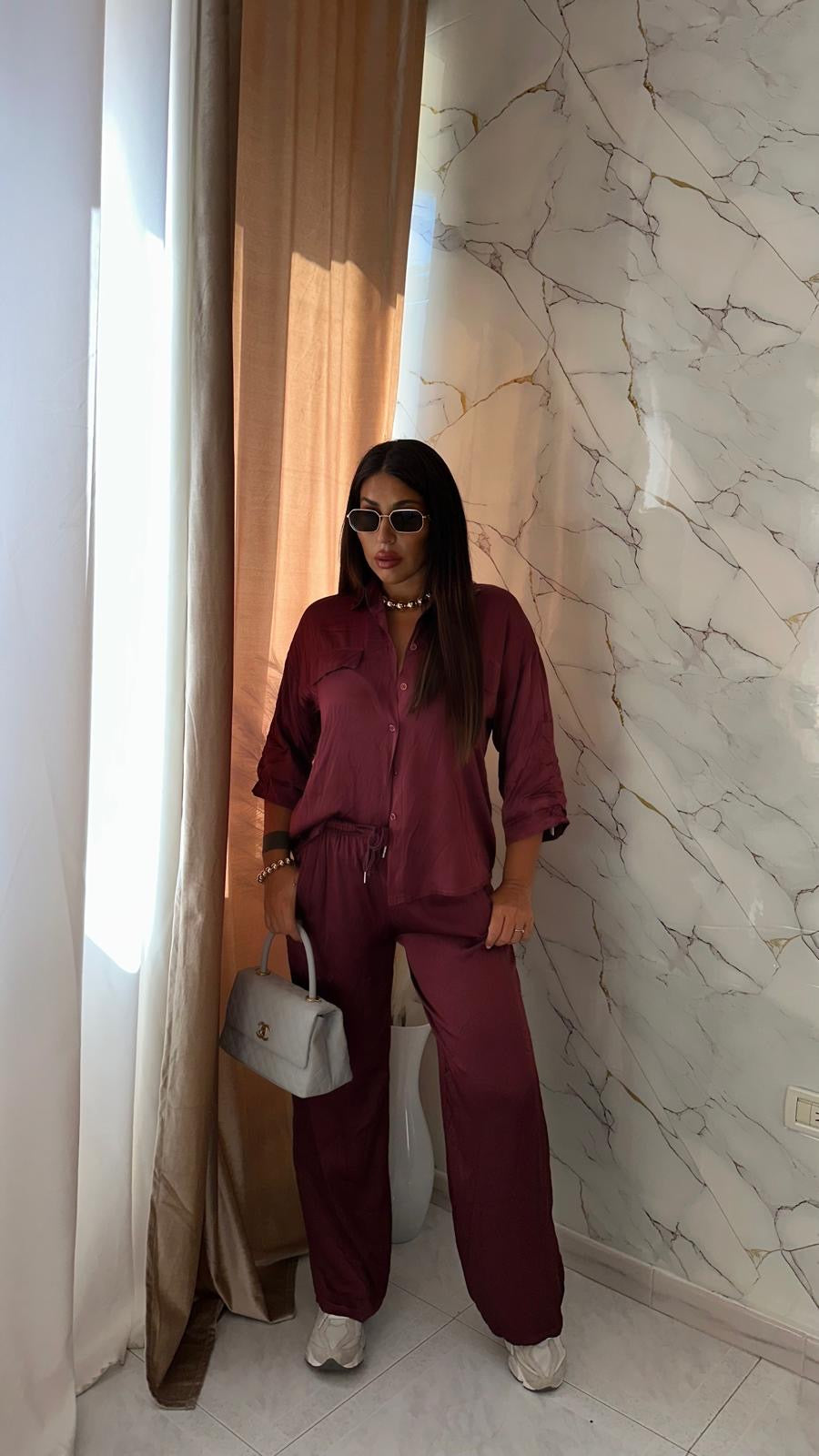 COORDINATO SATEN BORDEAUX