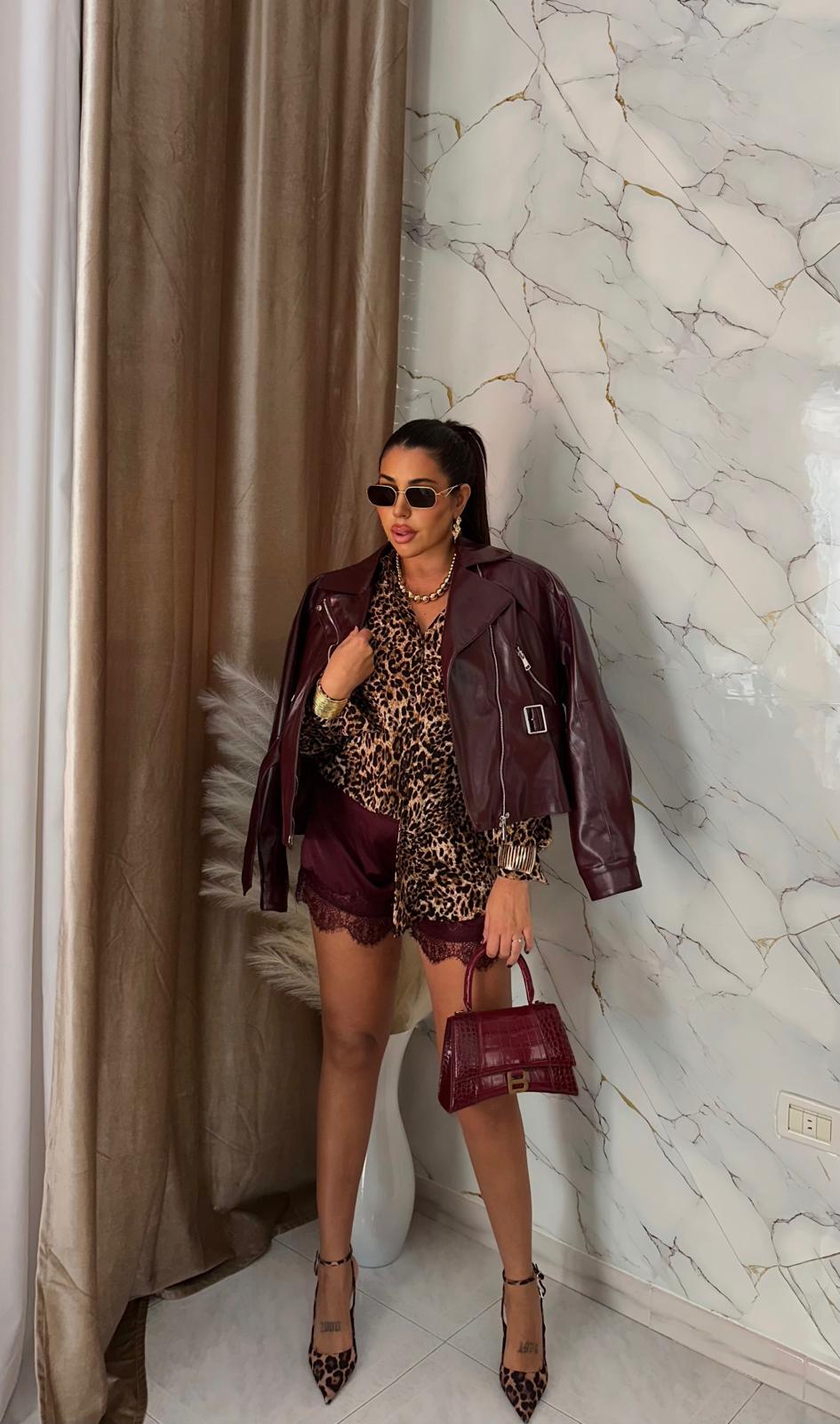 SHORTS SATEN PIZZO BORDEAUX