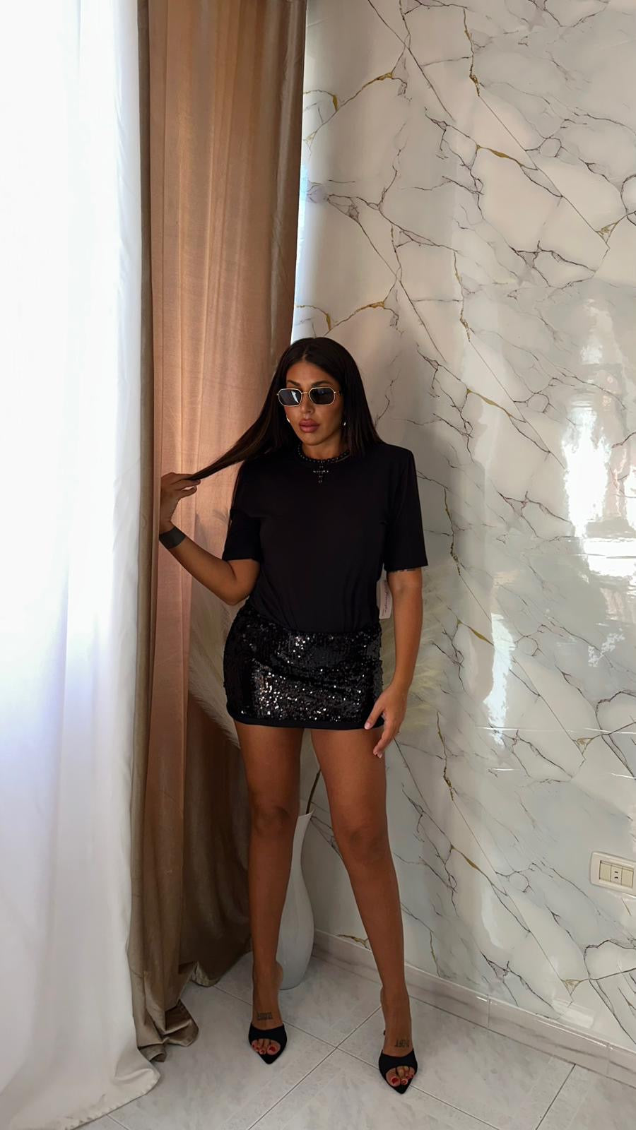 GONNA PAILLETTES BLACK