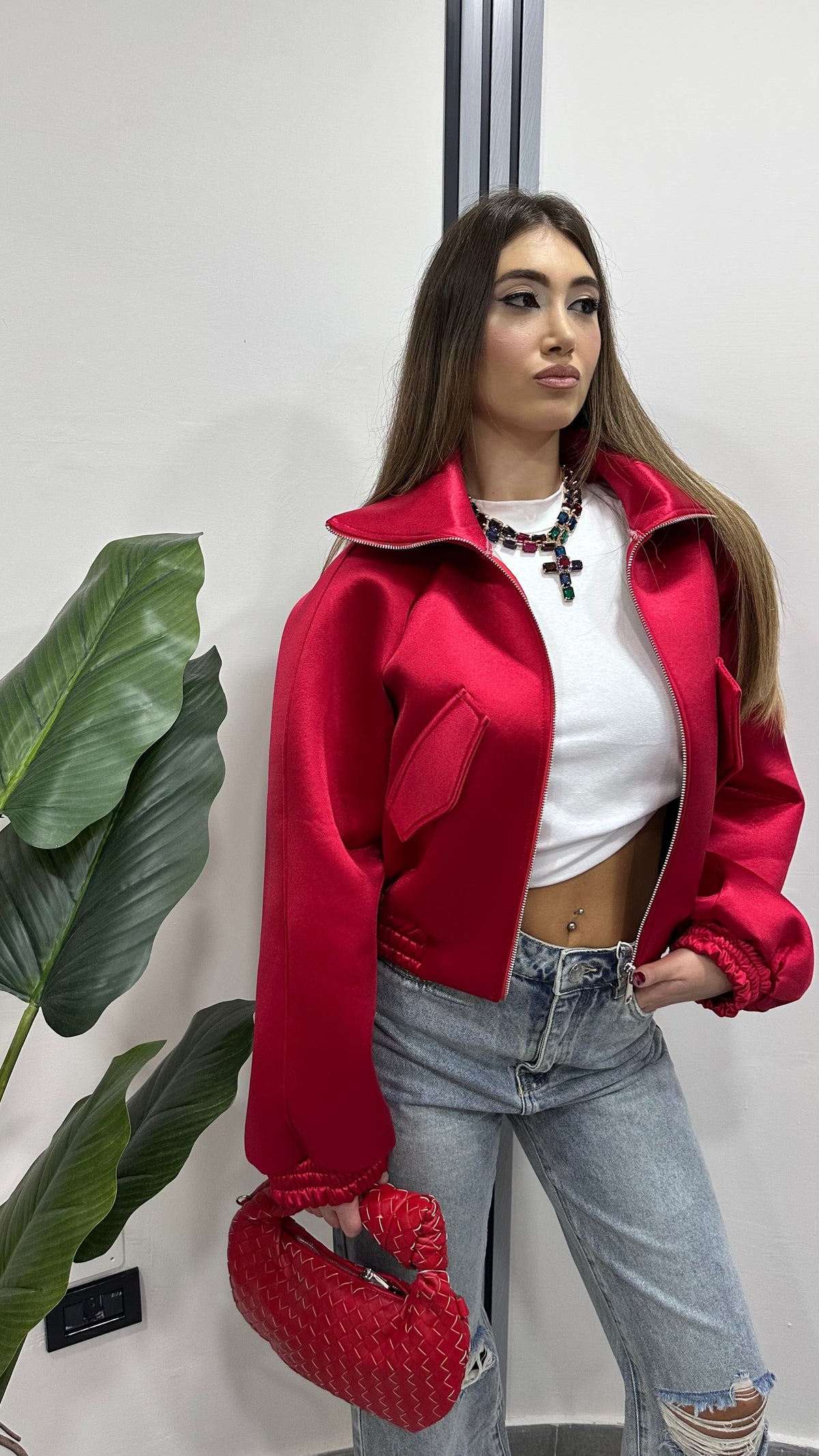 BOMBER LAMINATO NEOPRENE RED