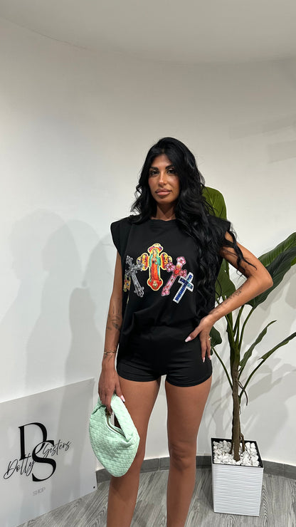 SHIRT SACRA CON SPALLINA BLACK