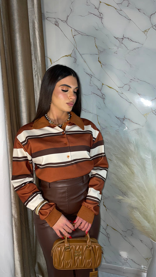 POLO OVER RIGHE RUGGINE