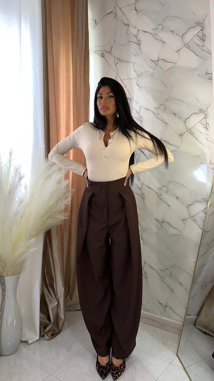 PANTALONI BOTTON ELEGANT CHOCOLATE