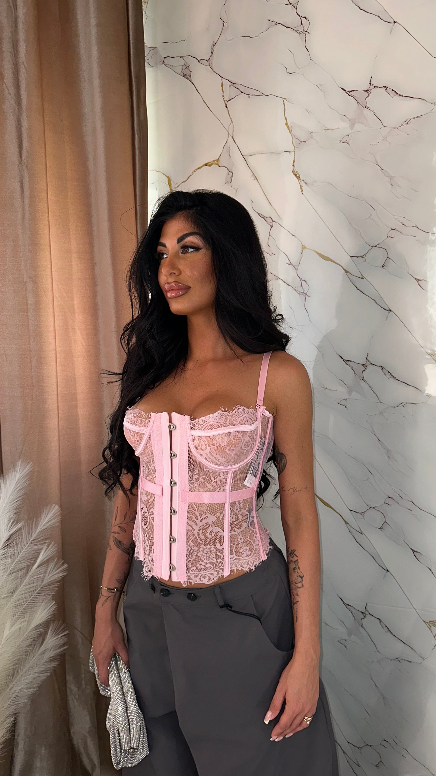 BUSTIER PIZZO PINK