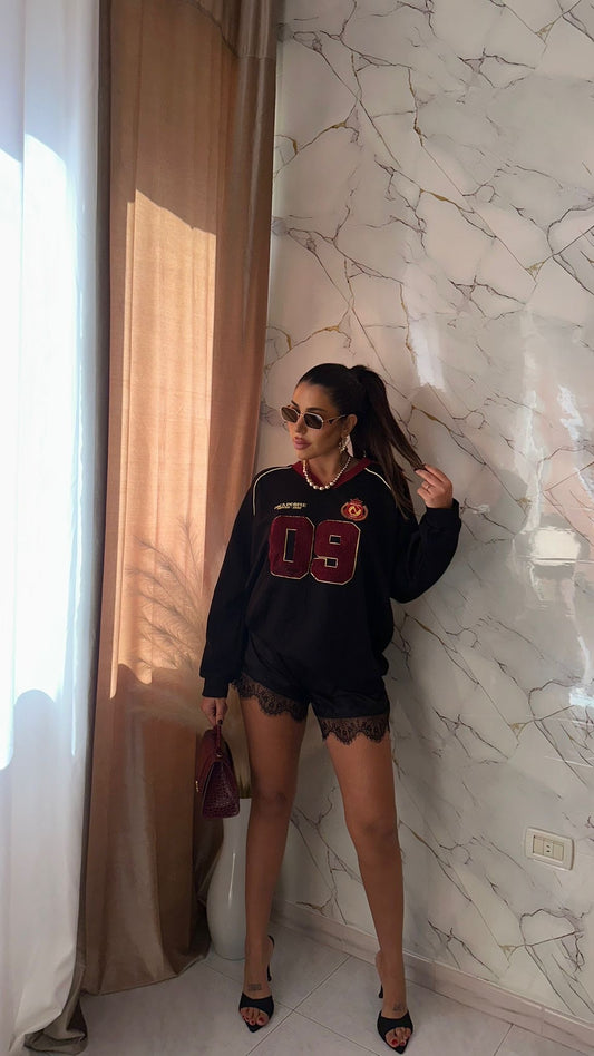 SHORTS SATEN PIZZO BLACK