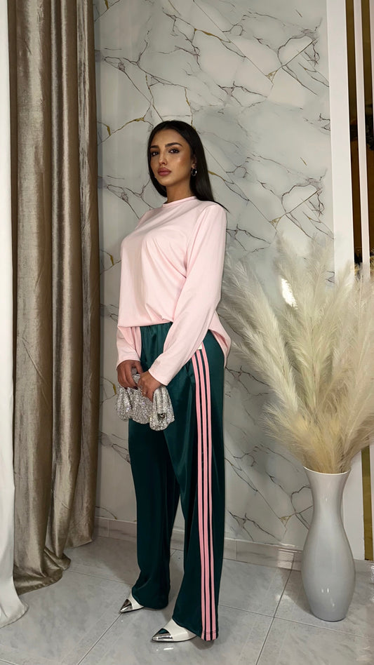 PANTATUTA ACETATO VERDE BANDE ROSA