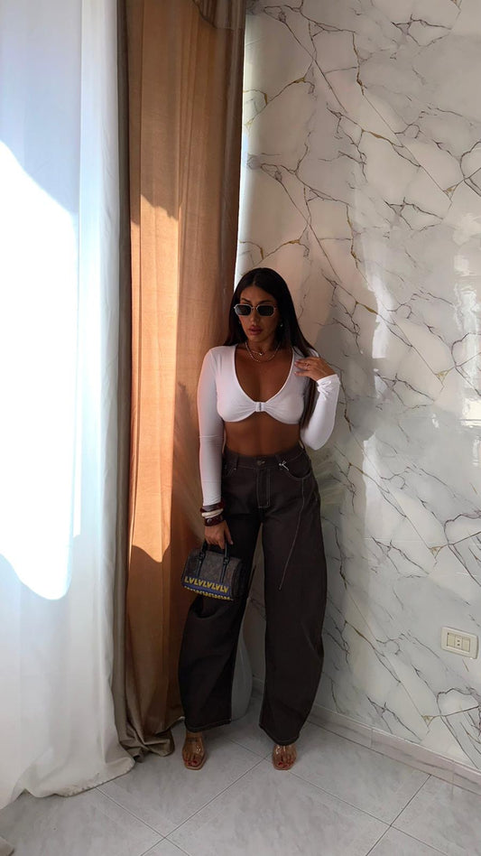 JEANS BAGGY BALLON BROWN