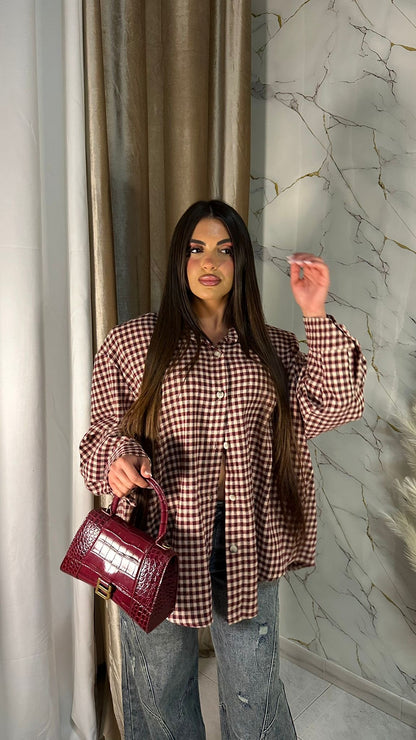 CAMICIA FLANELLA BORDEAUX CON SPALLINE