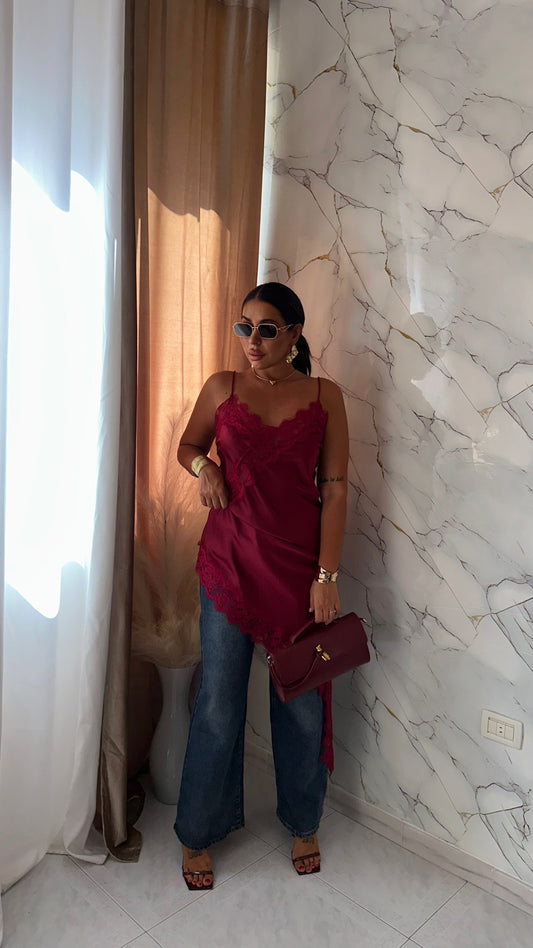 DRESS TOP ASIMMETRICO BORDEAUX