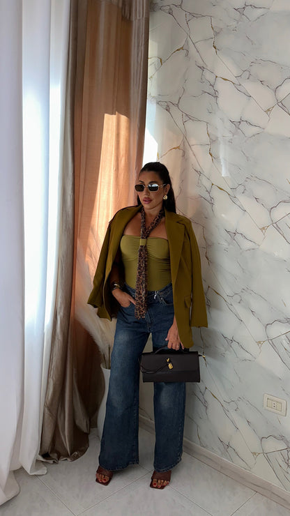 DENIM WIDE DOUDLE BOTTON