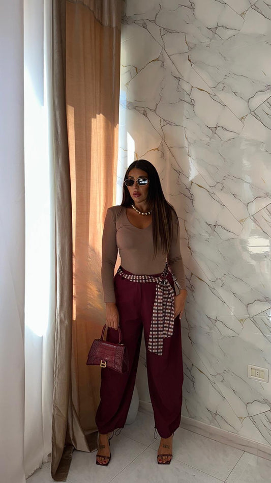 PANTALONI BALLON FOULARD BORDEAUX