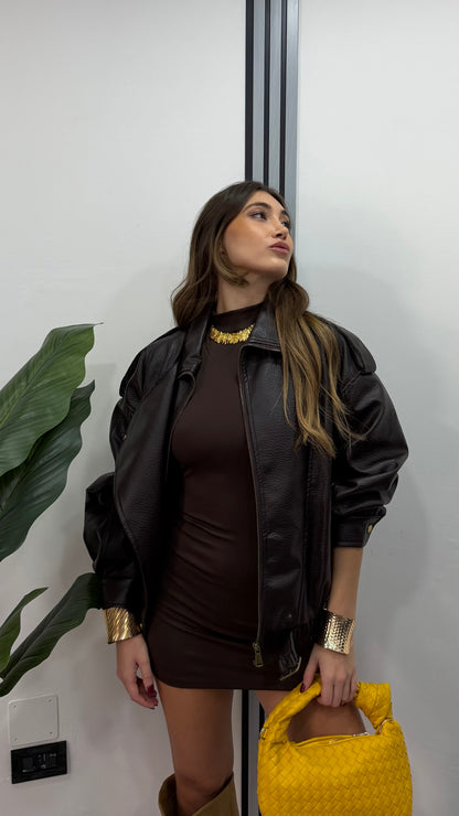 BOMBER IN ECOPELLE MOKA