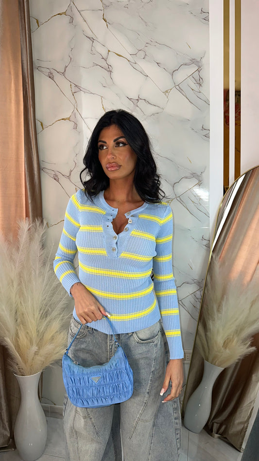 MAGLIA RIGHE CLASSIC IN FILO POLVERE