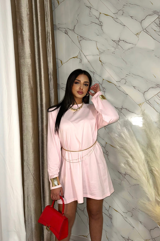 MAGLIA OVER LONG CON SPALLINE ROSA