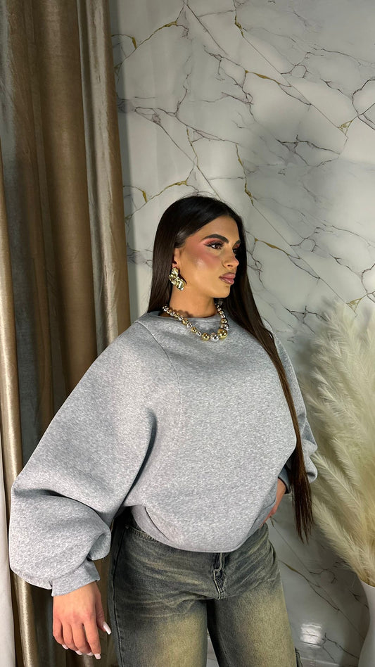 FELPA MANICA BALLON GREY