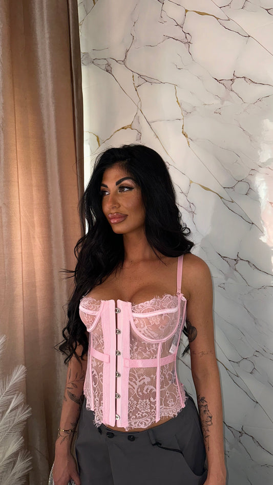 BUSTIER PIZZO PINK