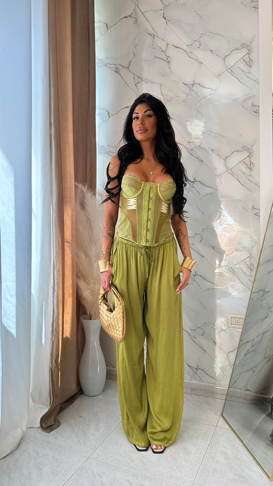PANTALONI SATEN OLIVE