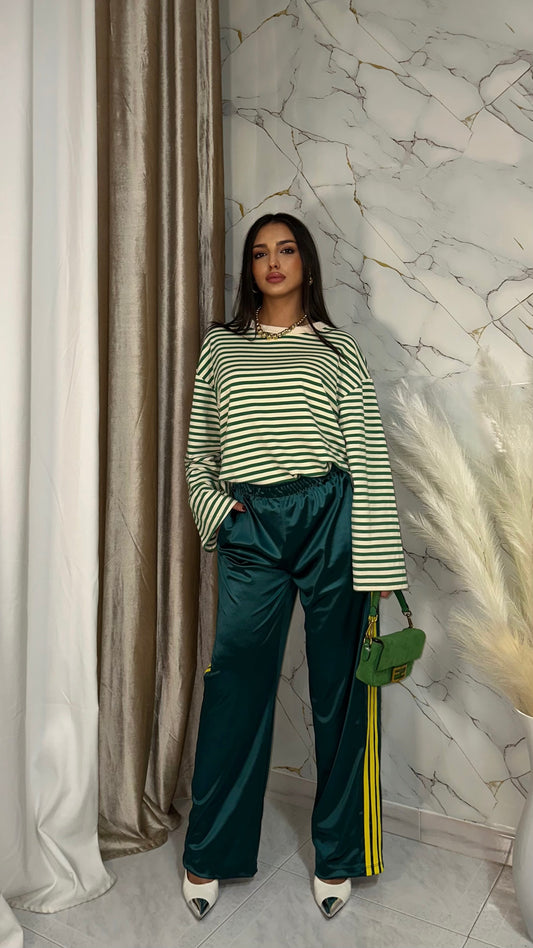 PANTATUTA ACETATO VERDE CON BANDE GIALLO