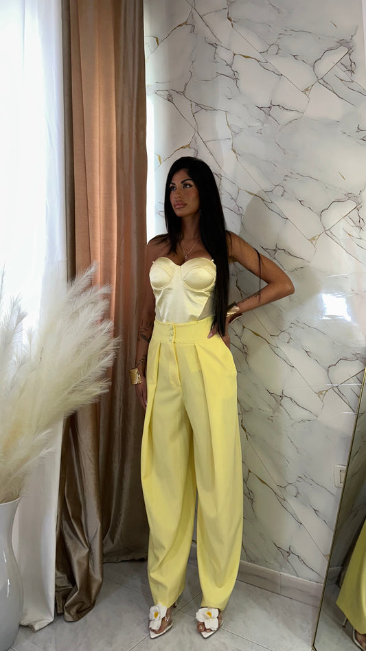 PANTALONI BOTTON ELEGANT YELLOW