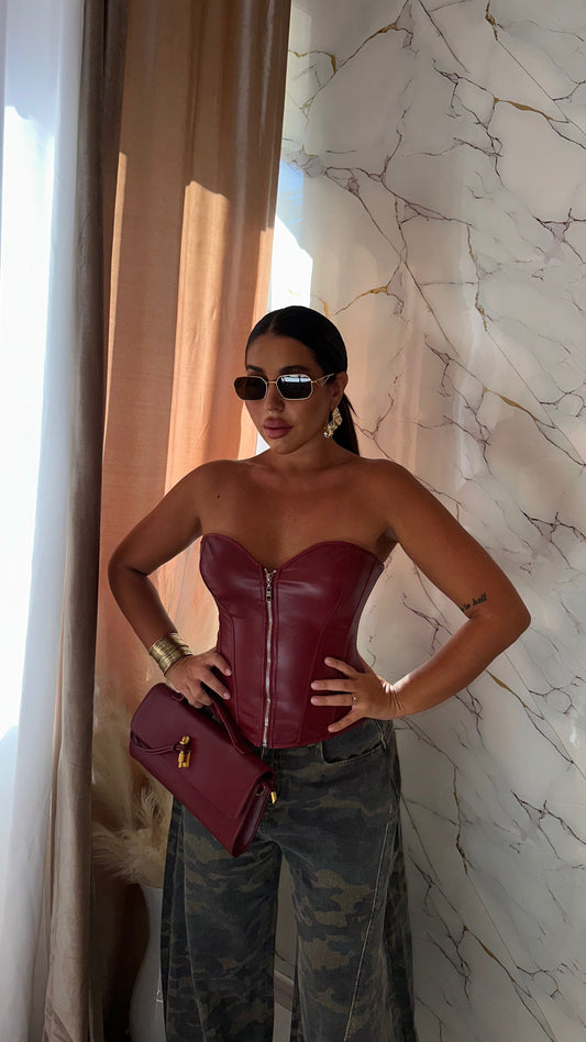 CORPETTO ECOPELLE CON ZIP VINO