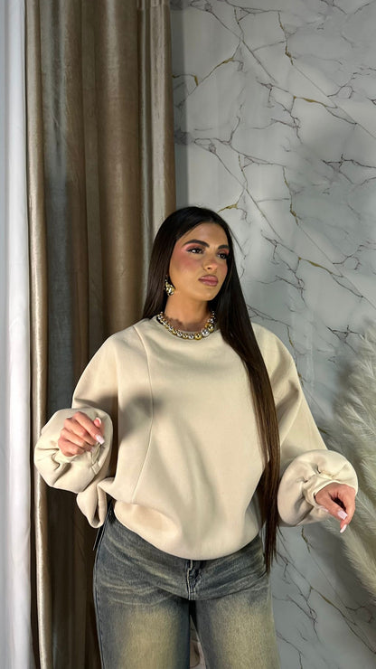 FELPA MANICA BALLON BEIGE