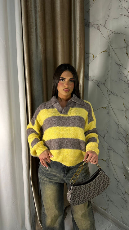 MAGLIONE LANA BICOLOR GIALLO
