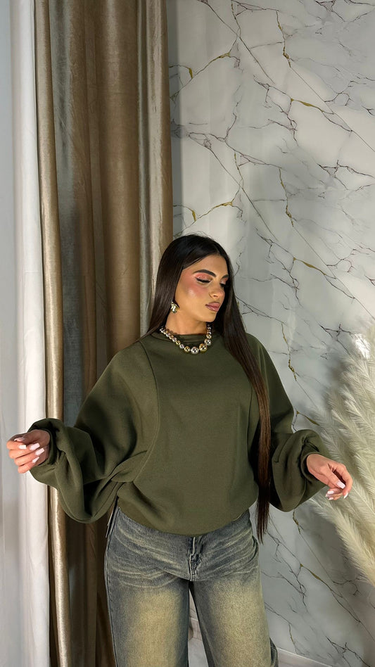 FELPA MANICA BALLON GREEN