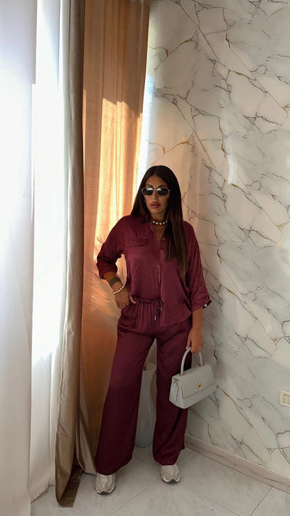 COORDINATO SATEN BORDEAUX