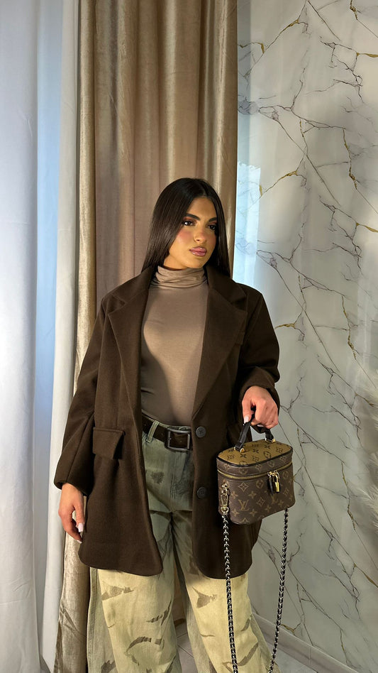 BLAZER OVER IN LANA COTTA BROWN