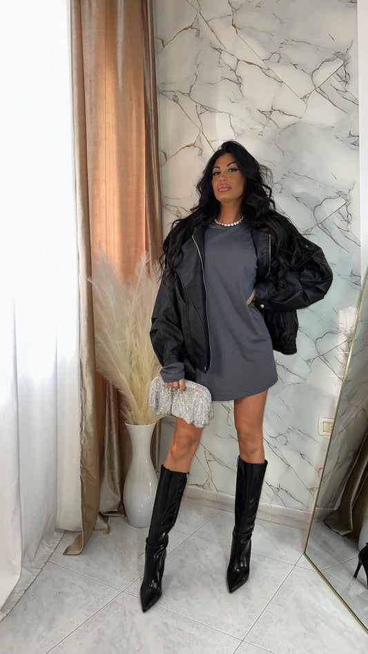 MAGLIA OVER CON SPALLINE JUST DARK GREY