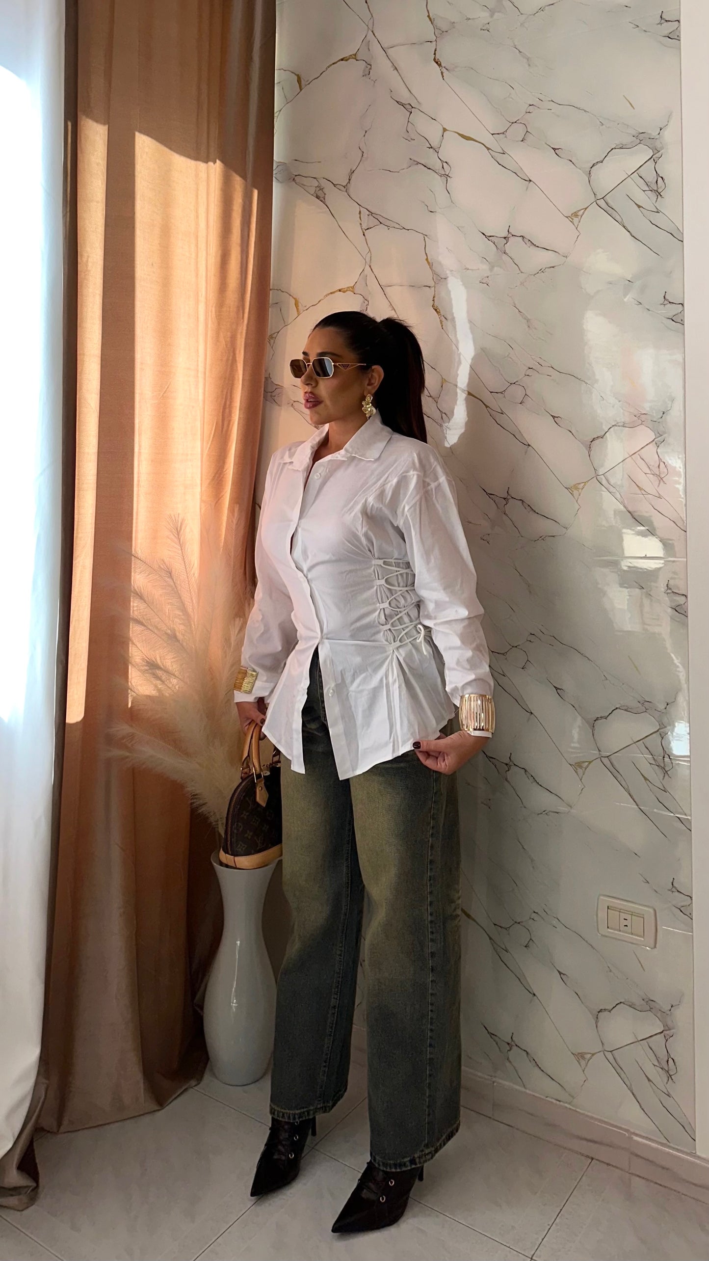 CAMICIA STRINGHE LATERALI WHITE