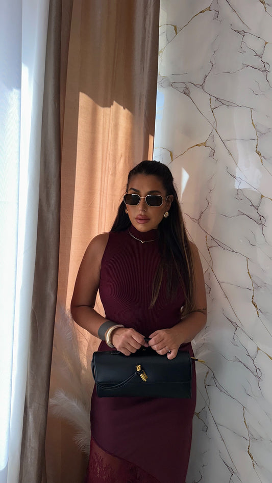 MAGLIA GIROMANICA IN COSTINA IN LANA BORDEAUX