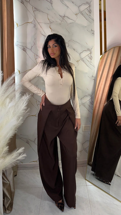 PANTALONI BOTTON ELEGANT CHOCOLATE