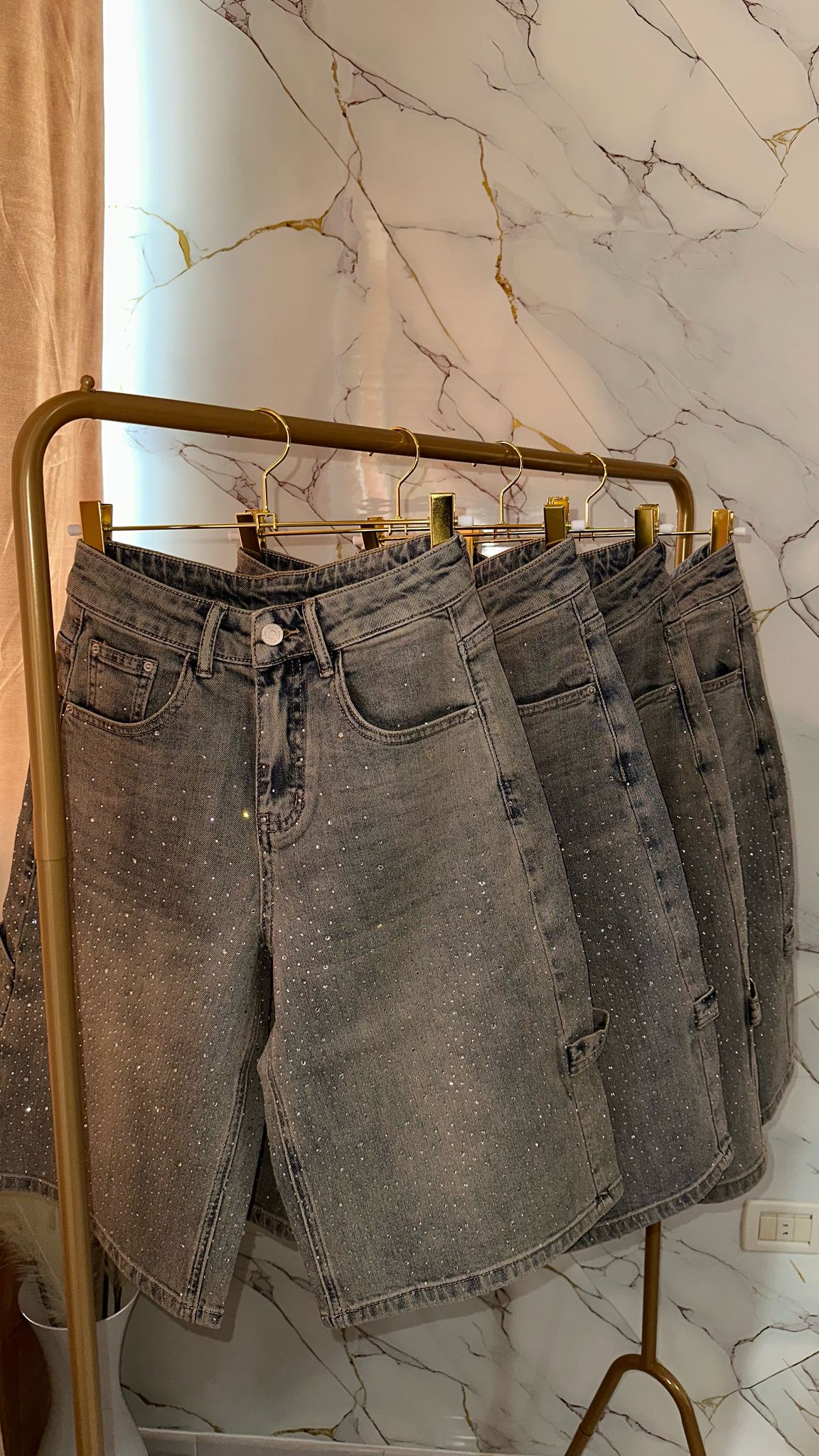 BERMUDA CARGO DENIM SHINE