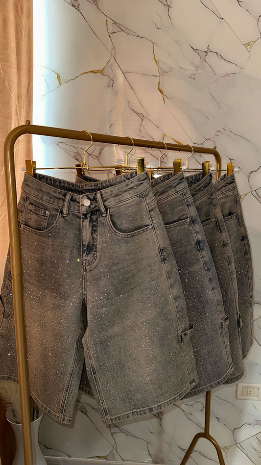 BERMUDA CARGO DENIM SHINE