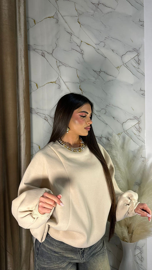 FELPA MANICA BALLON BEIGE