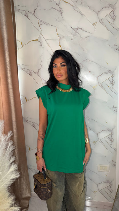 T-SHIRT AURA CON SPALLINE GREEN
