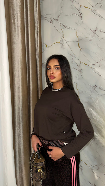 MAGLIA OVER CON SPALLINE MOKA