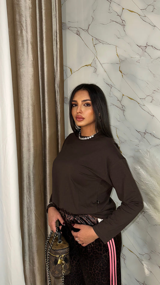 MAGLIA OVER CON SPALLINE MOKA