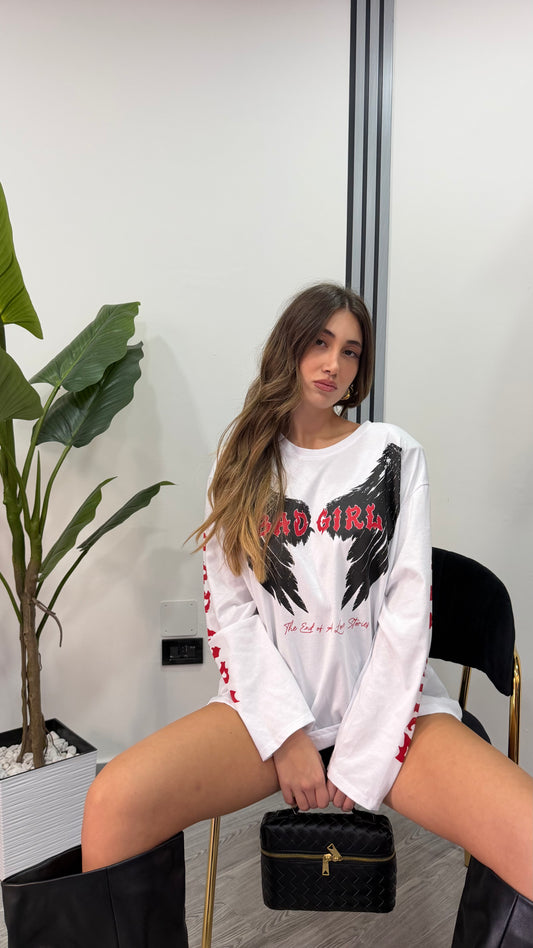 LONG SLEEWE BAD GIRL WHITE