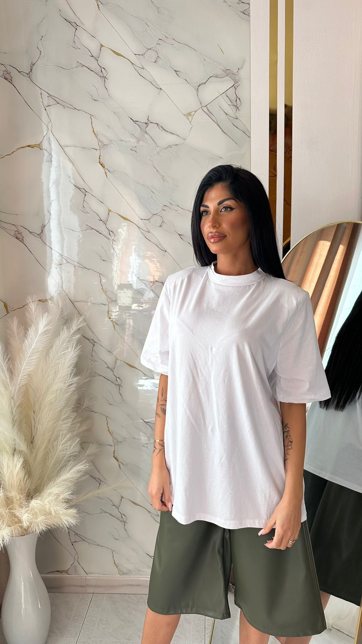 T-SHIRT OVER CON SPALLINE WHITE