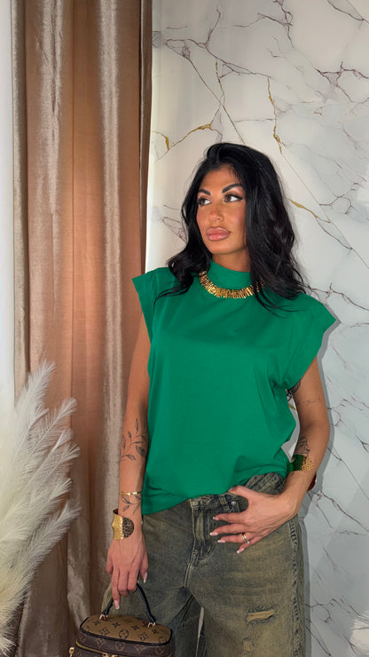 T-SHIRT AURA CON SPALLINE GREEN