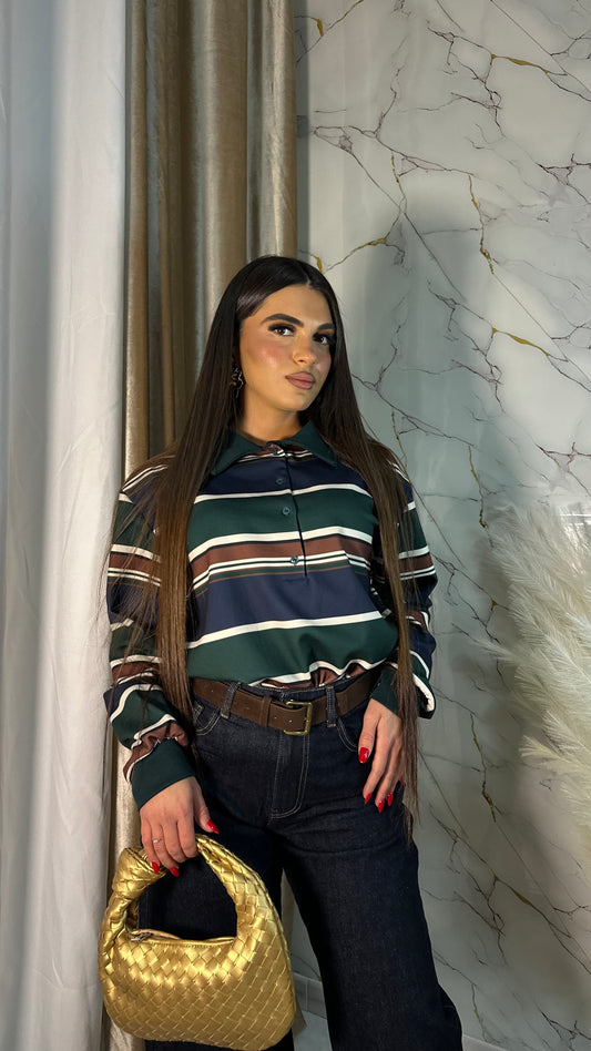 POLO OVER RIGHE VERDE