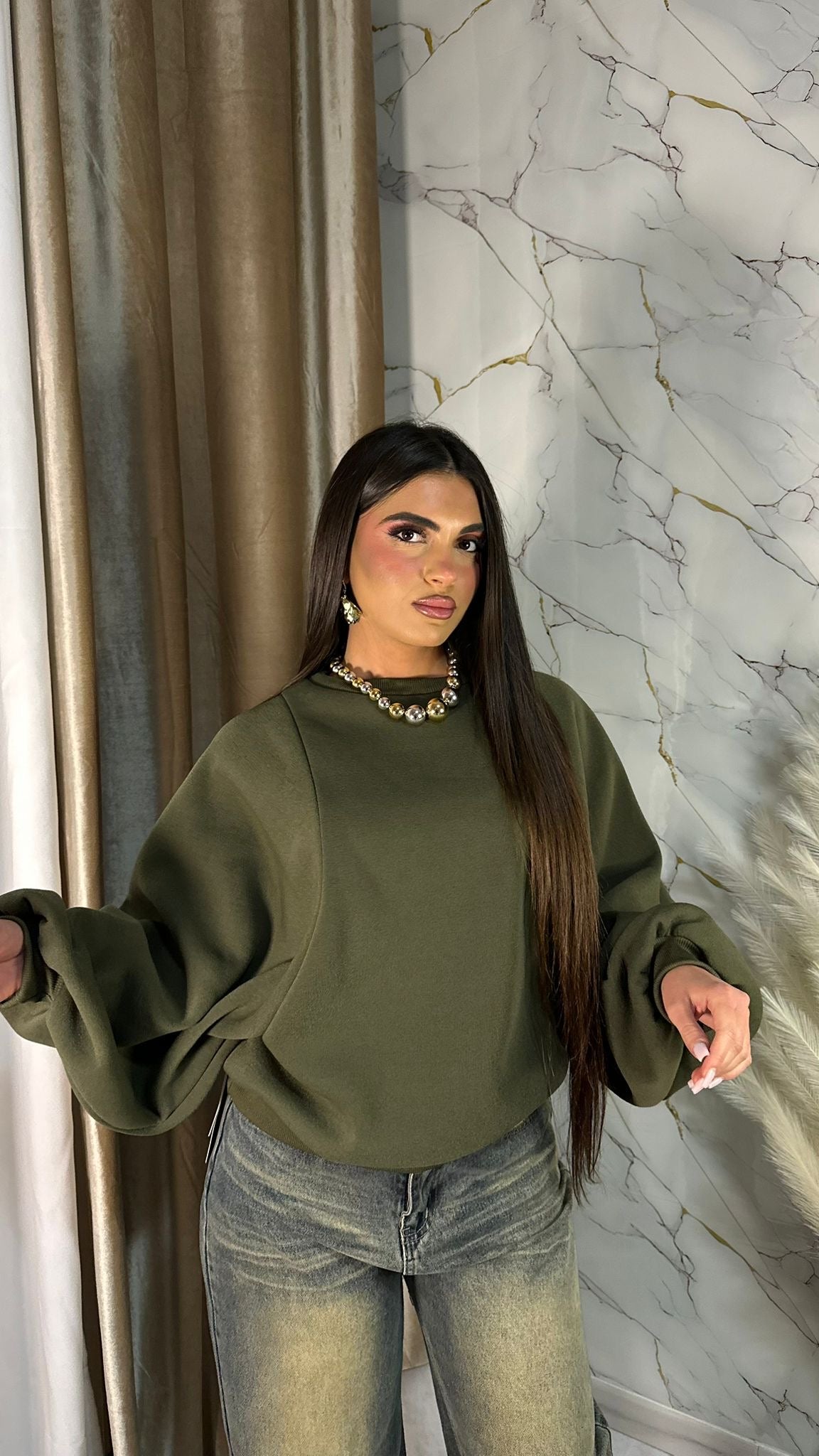 FELPA MANICA BALLON GREEN