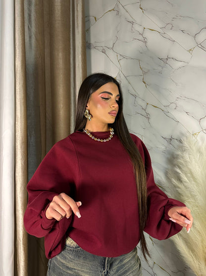 FELPA MANICA BALLON BORDEAUX