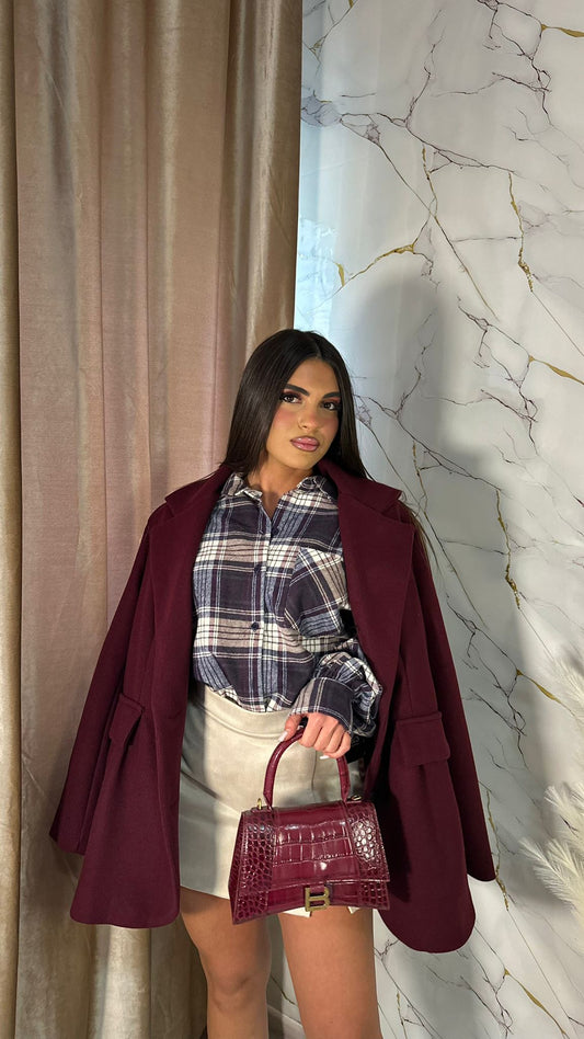 BLAZER OVER IN LANA COTTA BORDEAUX