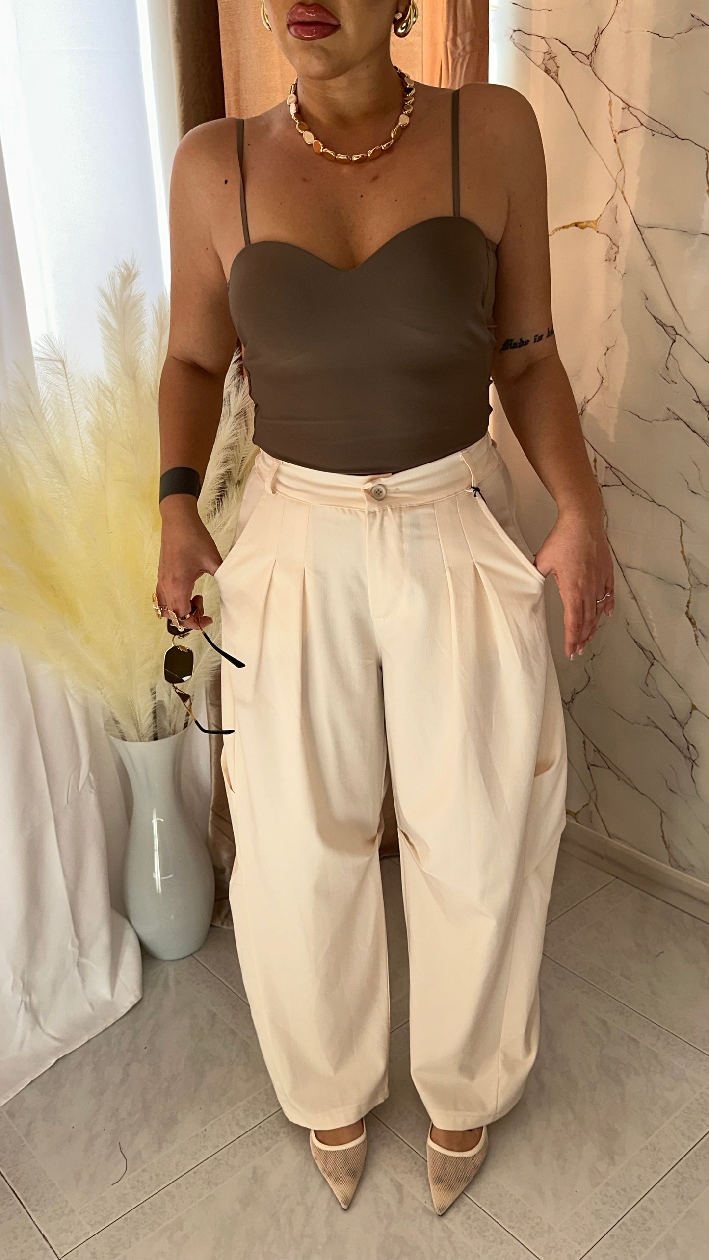 PANTALONE BALLON ECRÙ