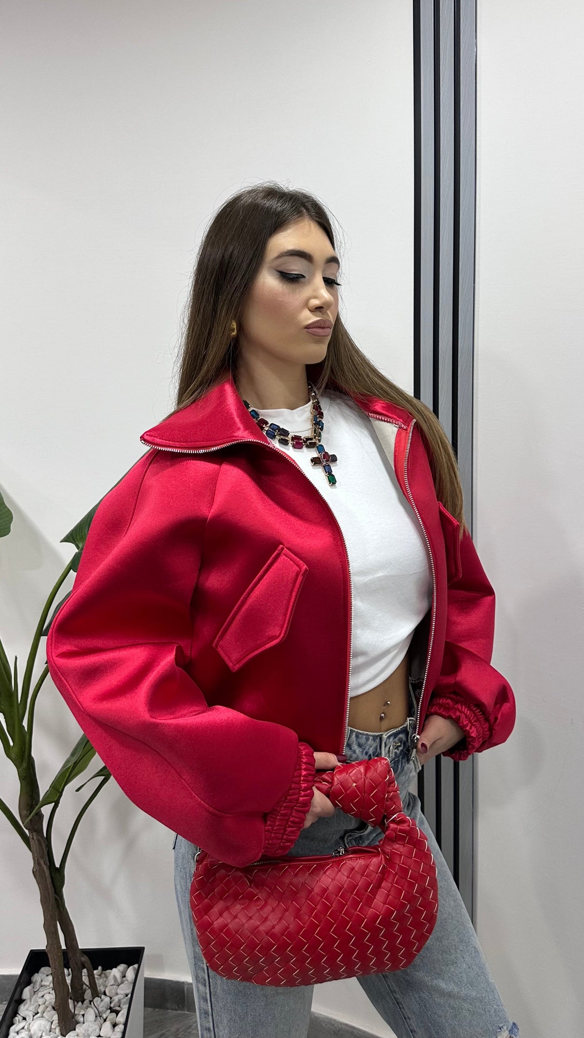 BOMBER LAMINATO NEOPRENE RED