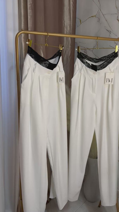 PANTALONI CON CINTO IN PIZZO
