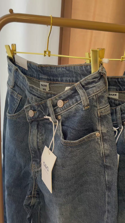 DENIM WIDE DOUDLE BOTTON